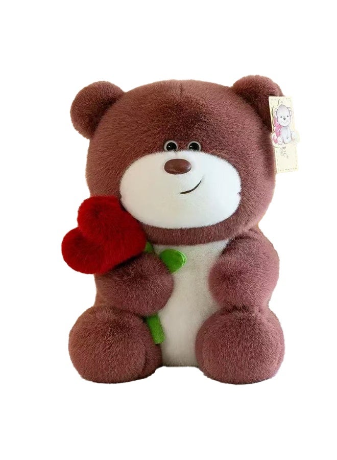 Home Smart Teddy Bear Holding Red Heart Rose 28cm – Soft Plush Stuffed Toy, Ideal Gift for Valentine’s, Anniversary and Birthday - Image 1
